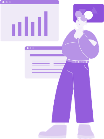 Businessman doing Graph Chart Analysis  Illustration
