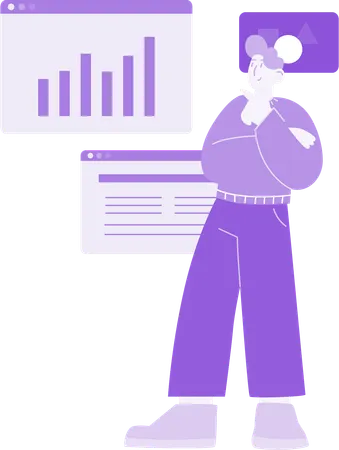 Businessman doing Graph Chart Analysis  Illustration