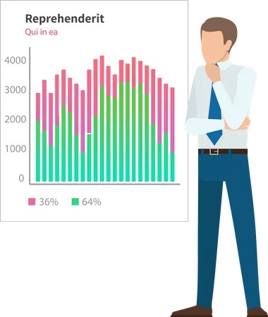 Businessman Doing Growth Analysis Illustration