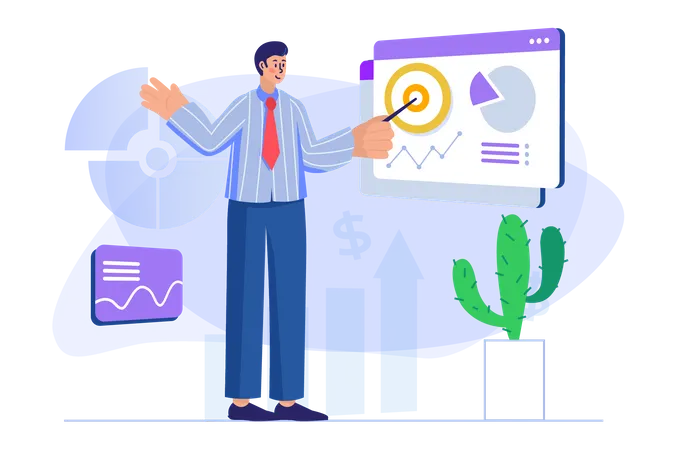 Businessman doing growth analysis  Illustration