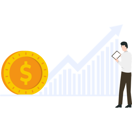 Businessman doing growth analysis  Illustration