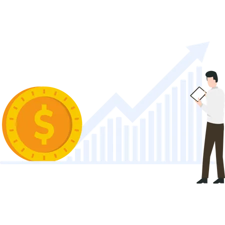 Businessman doing growth analysis  Illustration