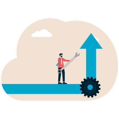 Businessman doing growth setting  Illustration