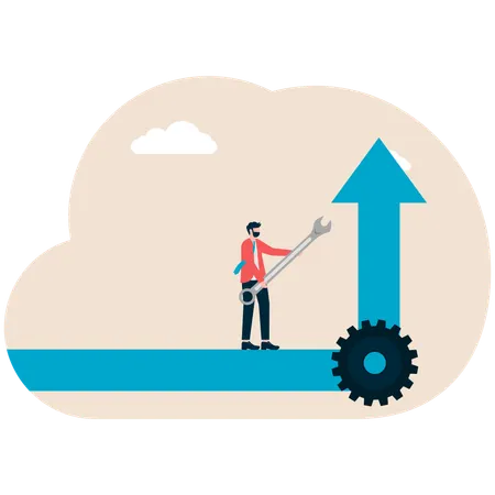 Businessman doing growth setting  Illustration