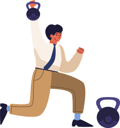 Businessman doing gym workout  Illustration