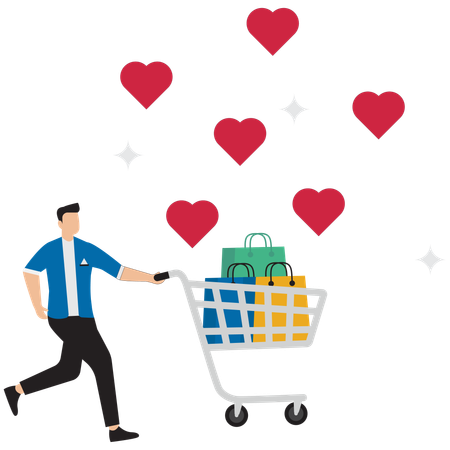 Businessman doing happy shopping  Illustration