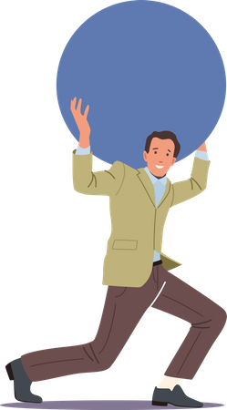 Businessman doing hard work  イラスト