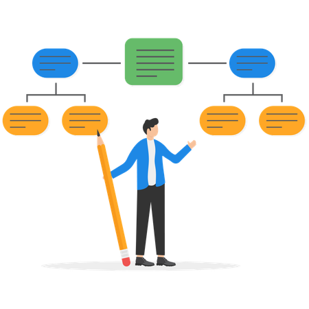Businessman doing hierarchy distribution  Illustration