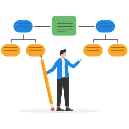Businessman doing hierarchy distribution  Illustration