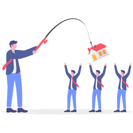 Businessman doing house fishing  Illustration