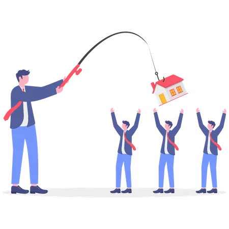 Businessman doing house fishing  Illustration