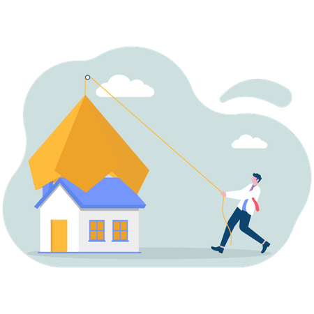 Businessman doing house opening  Illustration