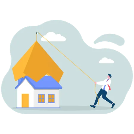 Businessman doing house opening  Illustration