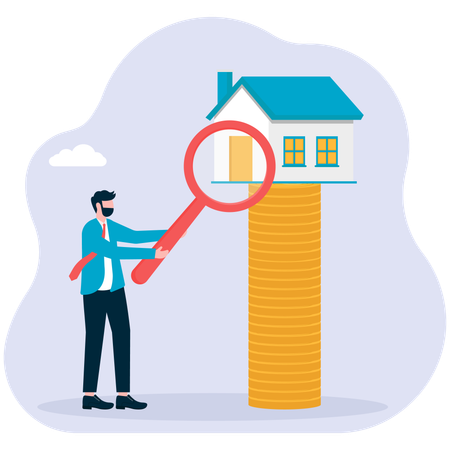 Businessman doing House price analysis  Illustration