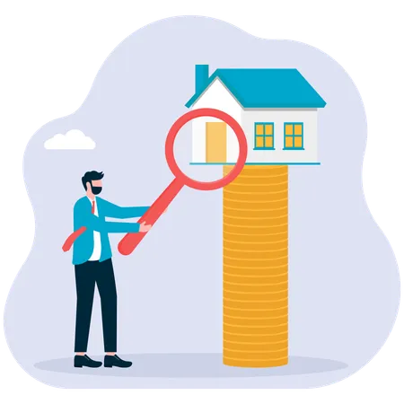 Businessman doing House price analysis  Illustration