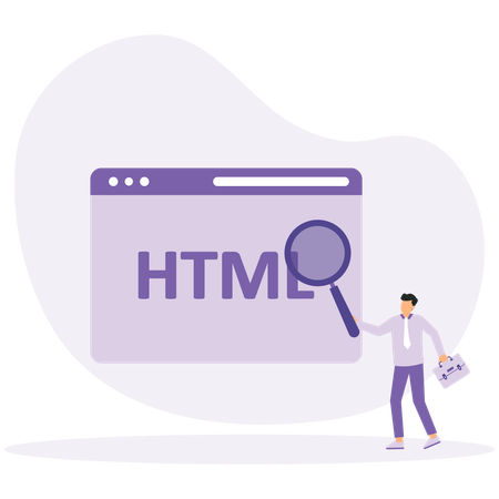 Businessman doing html research  Illustration