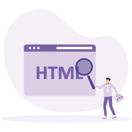 Businessman doing html research  Illustration