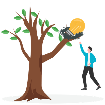 Businessman doing idea allocation  Illustration
