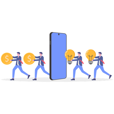 Businessman doing idea to money  Illustration