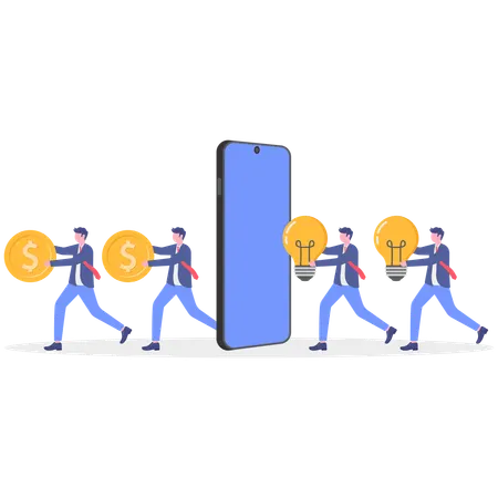 Businessman doing idea to money  Illustration