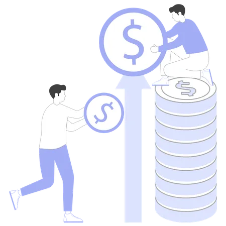 Businessman doing income management  Illustration