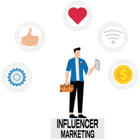 Businessman doing influencer marketing  Illustration