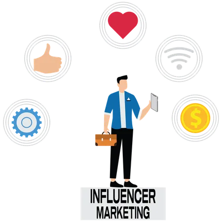 Businessman doing influencer marketing  Illustration