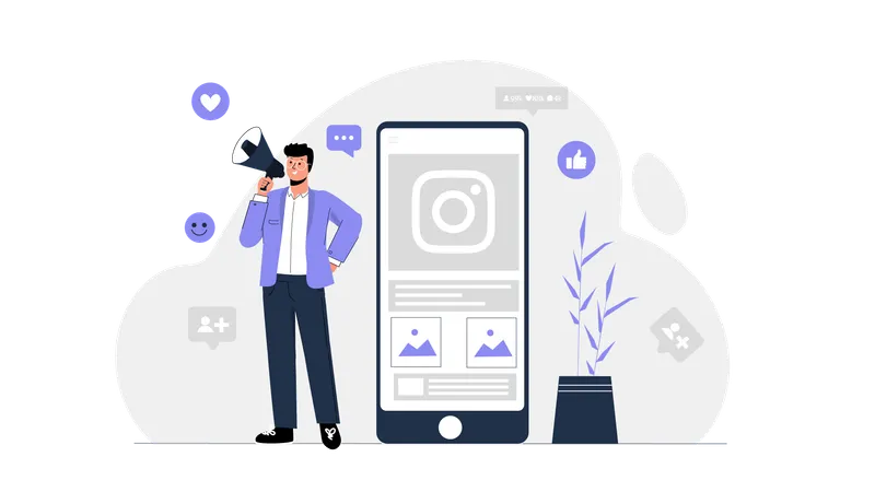 Businessman doing Instagram Marketing  Illustration