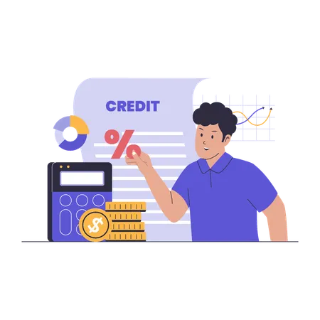 Businessman doing Interest Rate Calculation  Illustration