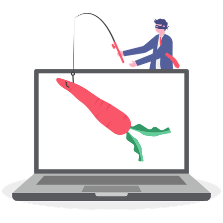 Businessman doing internet fishing  Illustration