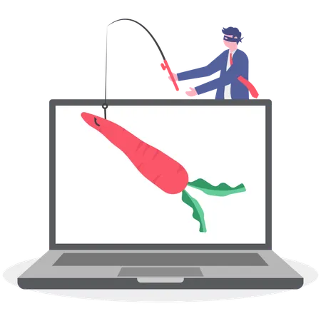 Businessman doing internet fishing  Illustration