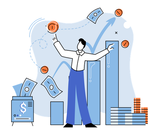 Businessman doing investment analysis  Illustration