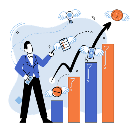 Businessman doing investment analysis  Illustration