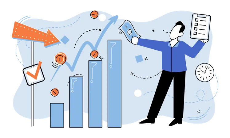 Businessman doing investment chart analysis  Illustration