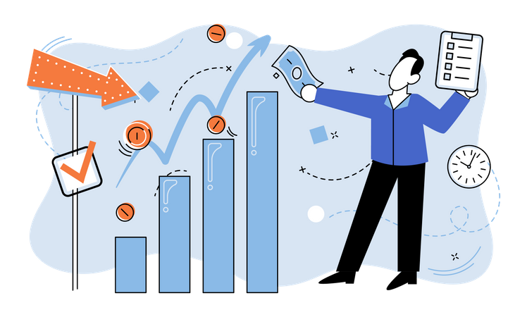 Businessman doing investment chart analysis  Illustration