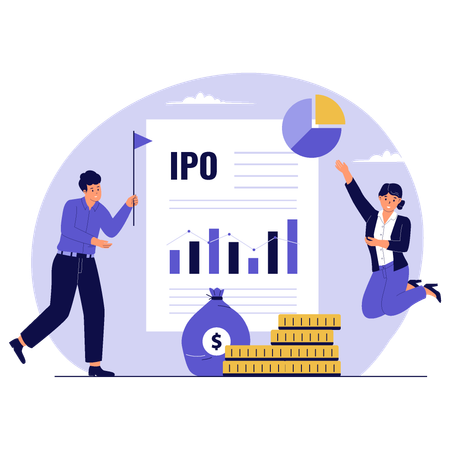 Businessman doing IPO Celebration  Illustration