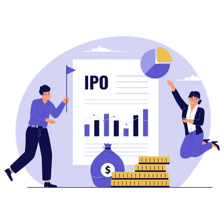 Businessman doing IPO Celebration  Illustration