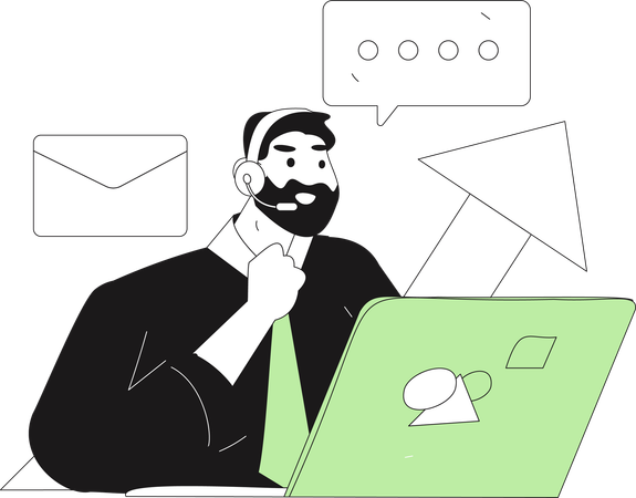 Businessman doing job at Customer Care  Illustration
