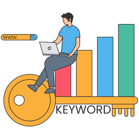 Businessman doing keyword analysis  Illustration