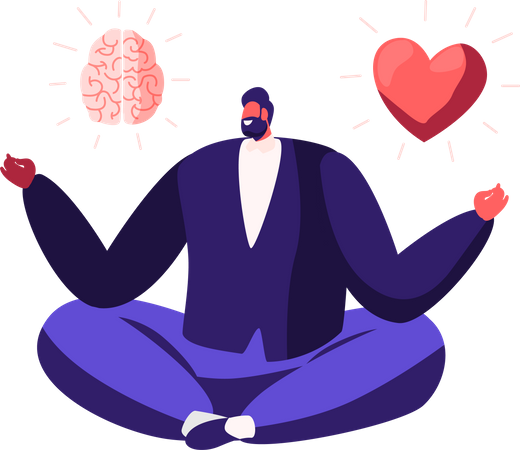 Businessman doing lotus pose meditation  Illustration