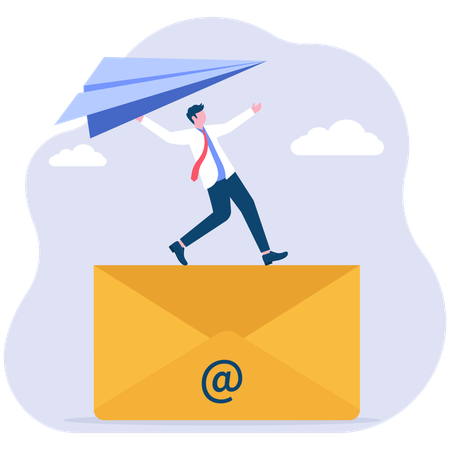 Businessman doing mail marketing  Illustration