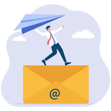 Businessman doing mail marketing  Illustration