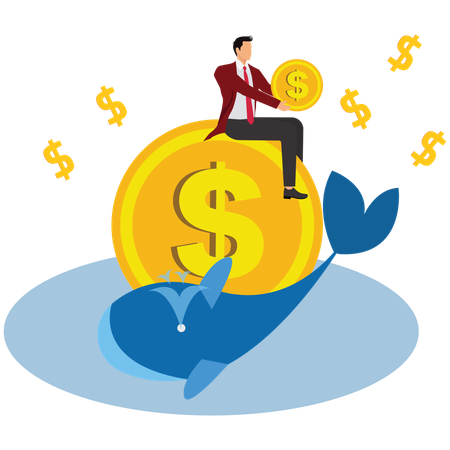 Businessman doing Major Dollar Investment  Illustration