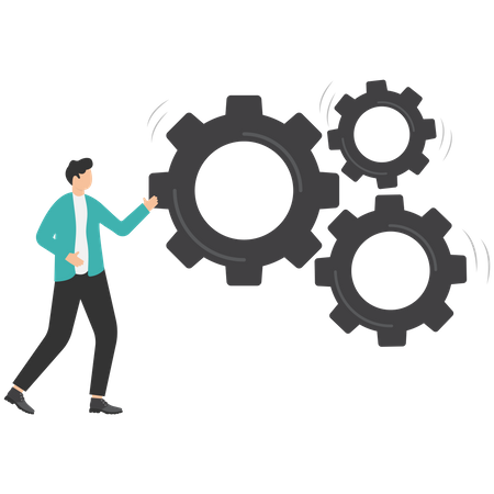 Businessman doing management fo his business  Illustration