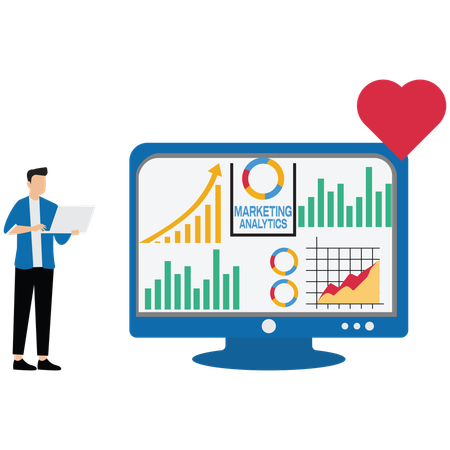 Businessman doing markeitng analysis  Illustration