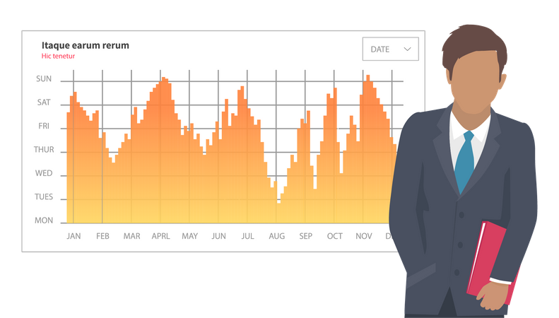 Businessman doing market analysis  Illustration