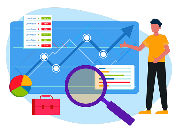 Businessman doing market analysis  Illustration