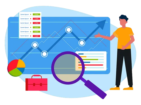 Businessman doing market analysis  Illustration