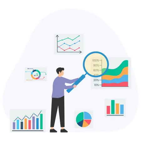 Businessman doing market analysis  Illustration