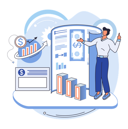 Businessman doing market analysis  Illustration